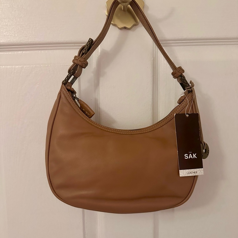 The Sak Leather Crescent Shoulder Bag in Cognac